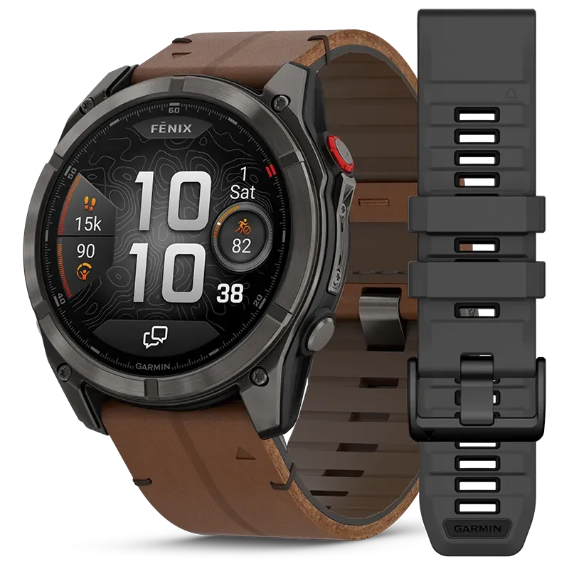 fenix 8 Pro, LTE, 51mm,Saph,CrbnGryTi,Blk/Chsnt Lthr, EMEA