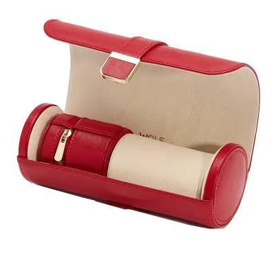 WOLF1834 PALERMO DOUBLE WATCH ROLL WITH JEWELRY POUCH - RED