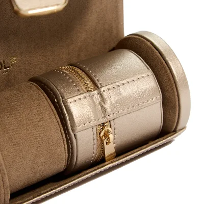 WOLF1834 PALERMO DOUBLE WATCH ROLL WITH JEWELRY POUCH - PEWTER