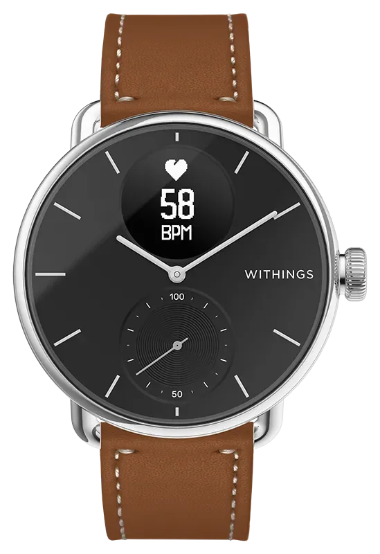 LEATHER STRAP 18MM BROWN, WHITE STITCHING