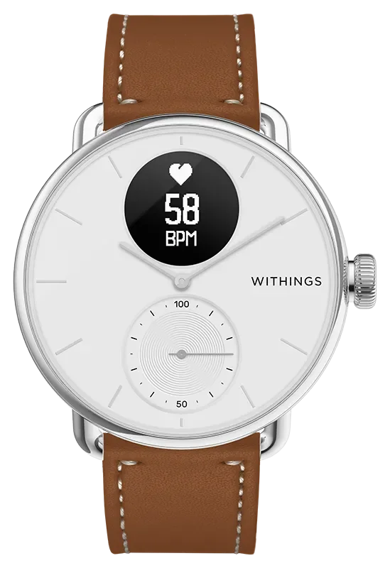 LEATHER STRAP 18MM BROWN, WHITE STITCHING