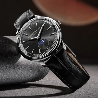 Frederique Constant - Moneta - Sort skive / rem