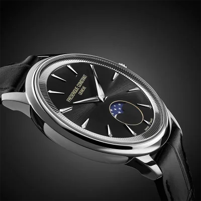 Frederique Constant - Moneta - Sort skive / rem