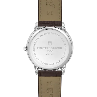 Classics Moneta Moonphase - s�lv skive - brun skinn rem